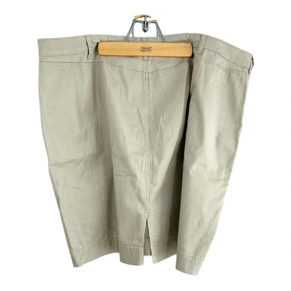 Lane Bryant Stretch Khaki Twill Tan Button Fly Skirt Plus Size 28 - Picture 3 of 8